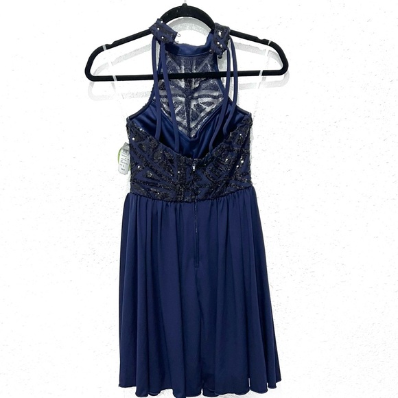 Speechless Midnight sequin halter Blue mini Dress 3 - Picture 6 of 9